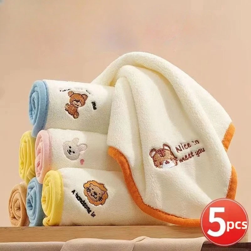 

3/5pcs Baby Towel Set Soft Skin Friendly Drool Towel for Newborn Items Coral Fleece Absorbent Baby Squares Face Towel 25x25cm