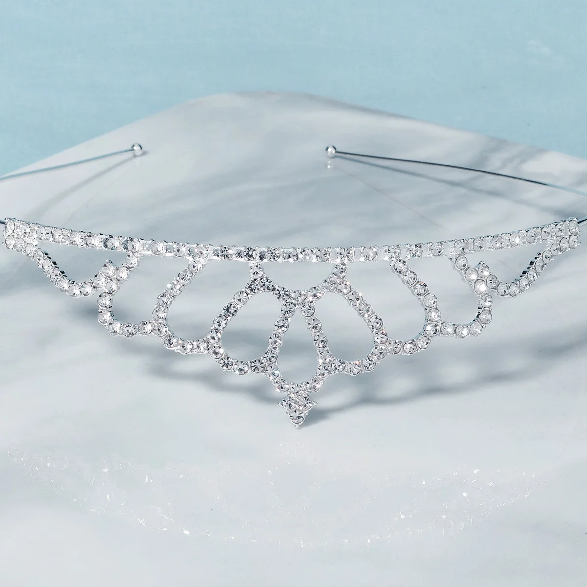 Silber Elegante Einfache Strass Kristall Krone Hochzeit Party Tiara Für Frauen Kleine Blume Mädchen Prinzessin Haar Bands Kopfschmuck – Detail 11