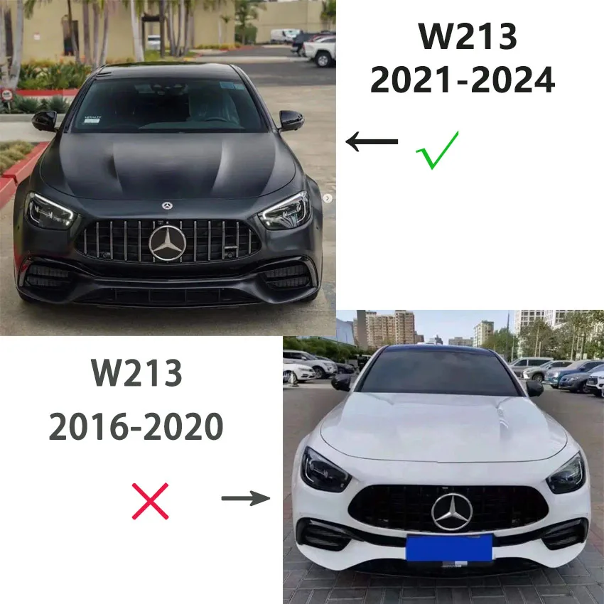 Car Front Bumper Lip Splitter Spoiler Fog Light Trim Tuning For Mercedes-Benz E-Class W213 E260 E300 E53 AMG 2021-2023 ABS Black