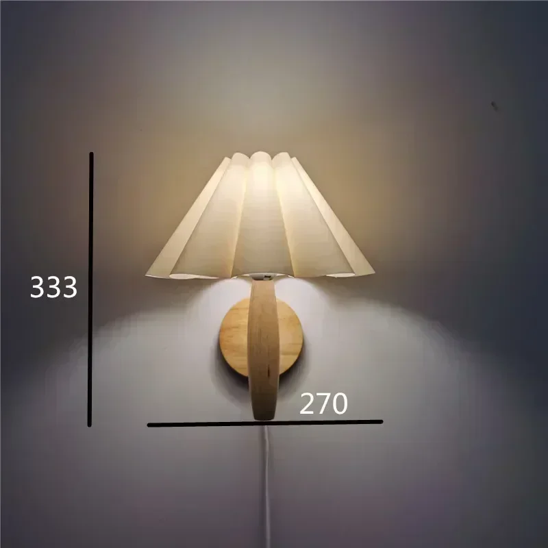 Luz de pared de madera con interruptor de enchufe, lámparas Led de pared Interior, dormitorio nórdico moderno, lámpara de lado, luz de pared de