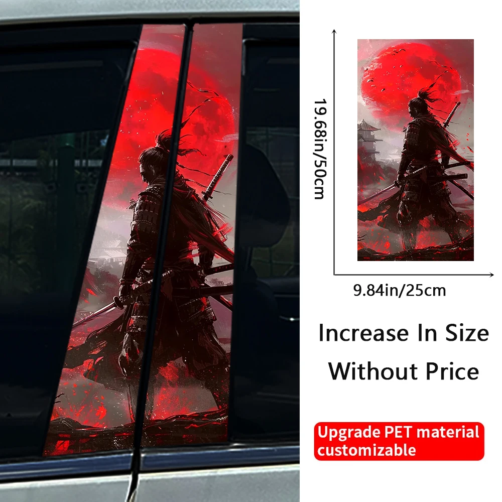 Samurai Soldier Warrior Car Stickers Auto B Pillar Waterproof Decoration Cover Scratches DIY Car Doors Pillar Decals