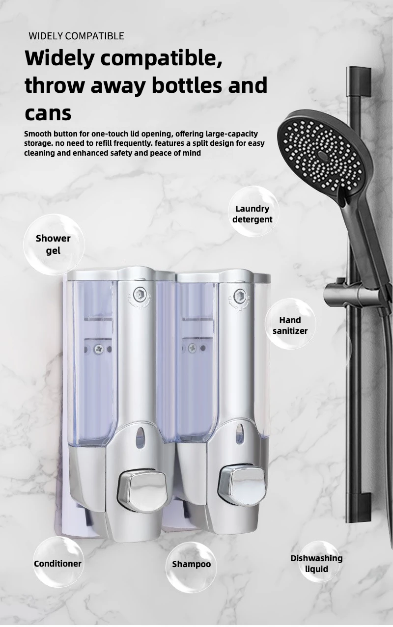 

Дозатор для душа и лосьона, водонепроницаемый контейнер для шампуня, геля для душа, настенное крепление, ручной дозатор мыла с прозрачным окном для дома