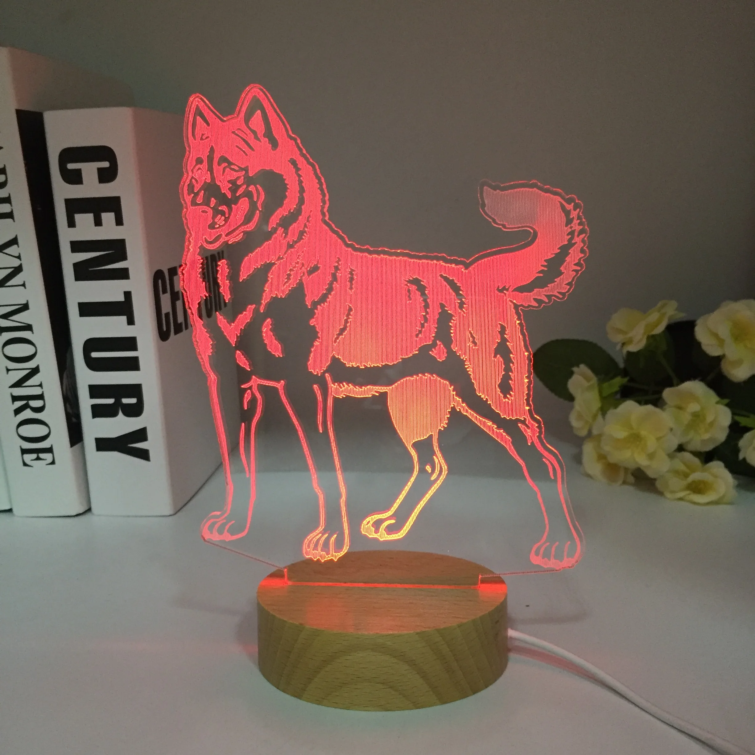 Wooden Bulldog Jack Russell Terrier Rottweiler Dobermann 3D Visual Illusion Lamp Kid Night Light Dog Style Lamp Dropshipping