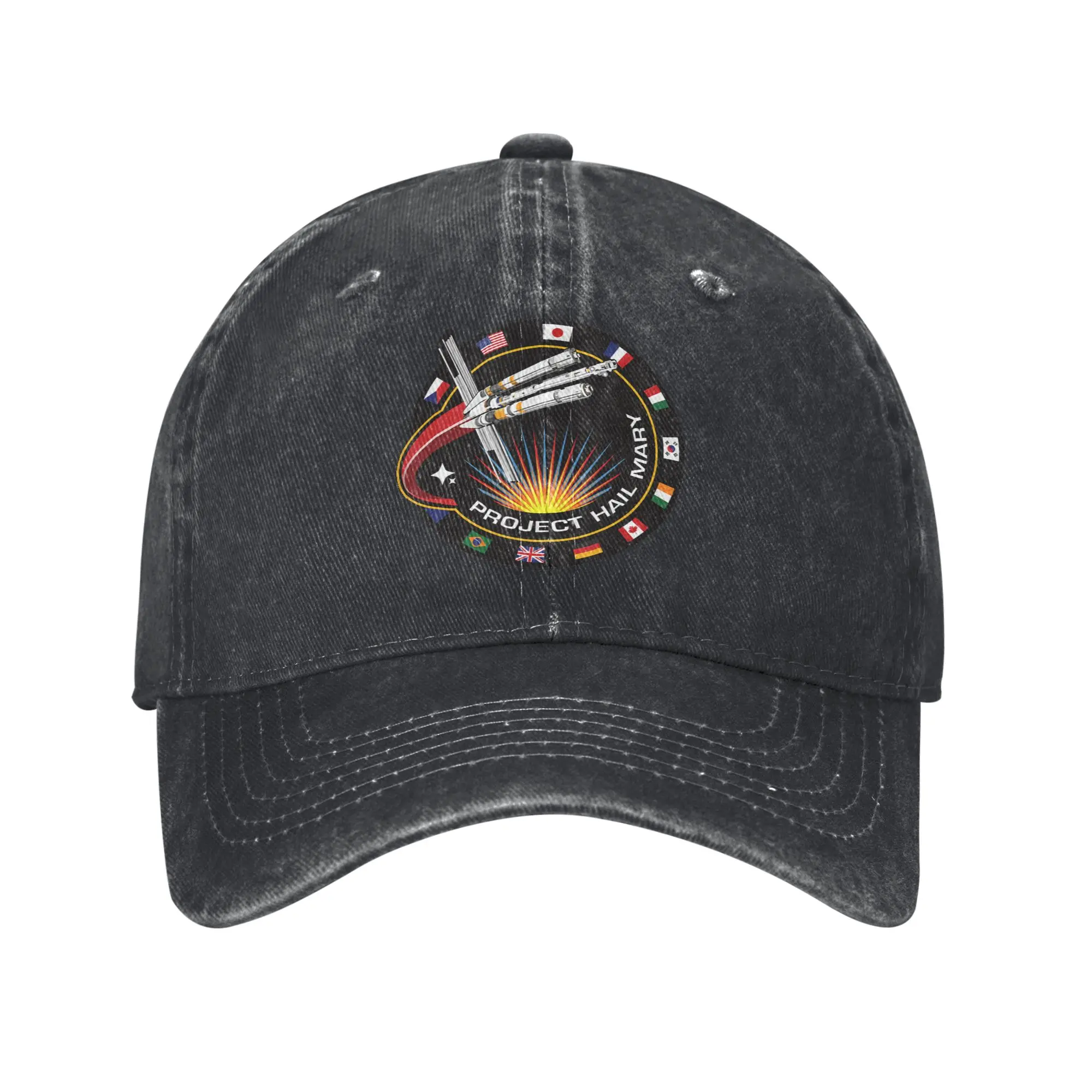 Project Hail Mary Mission Patch With Countries Washed Baseball Cap  Fashion Sun Trucker Hat Spring Couple Women Snapback Cap