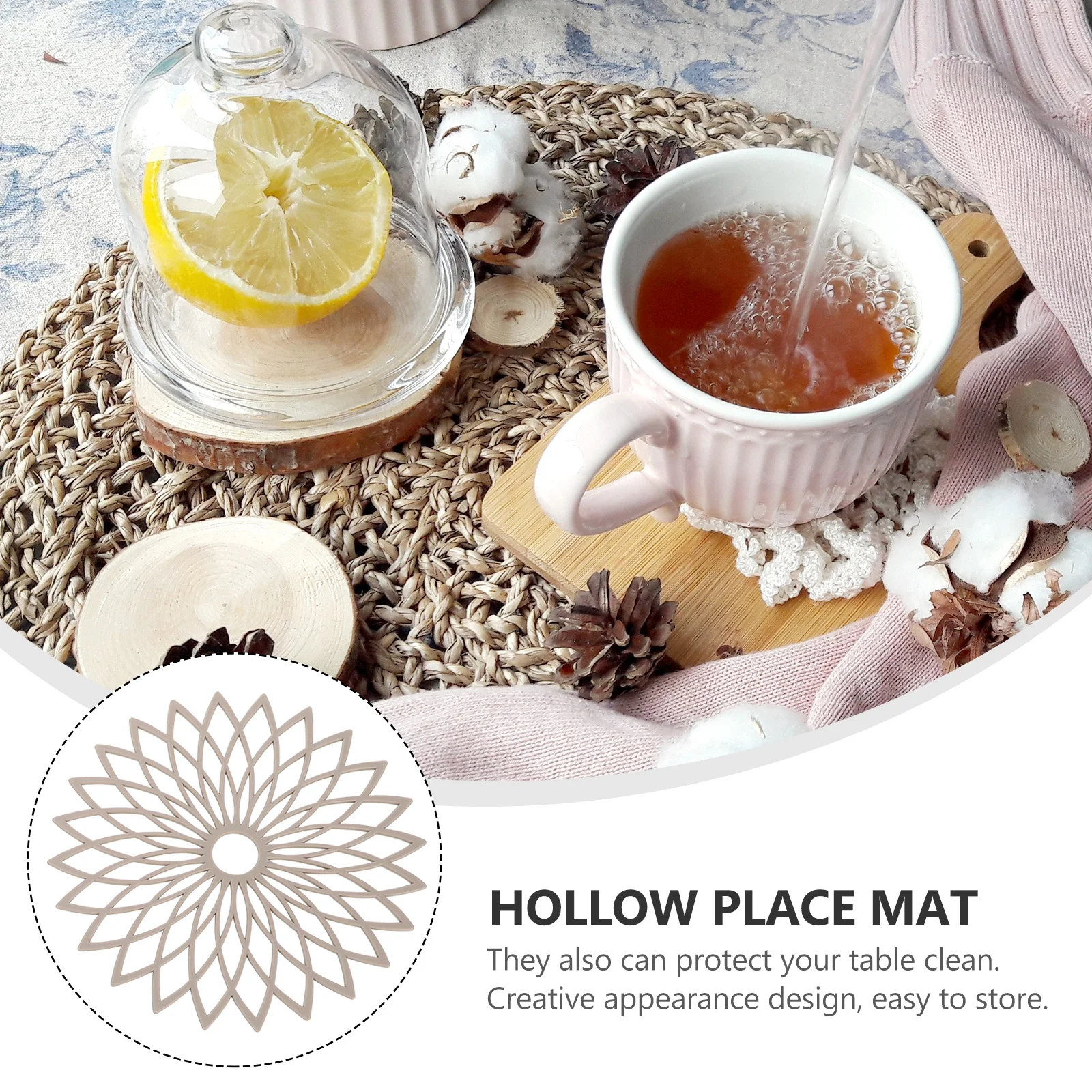 

3pcs Silicone Heat-Resistant Hollow Table Mat Non- Coaster For Hot Pots Pans Kettle Easy Clean Trivet Pad