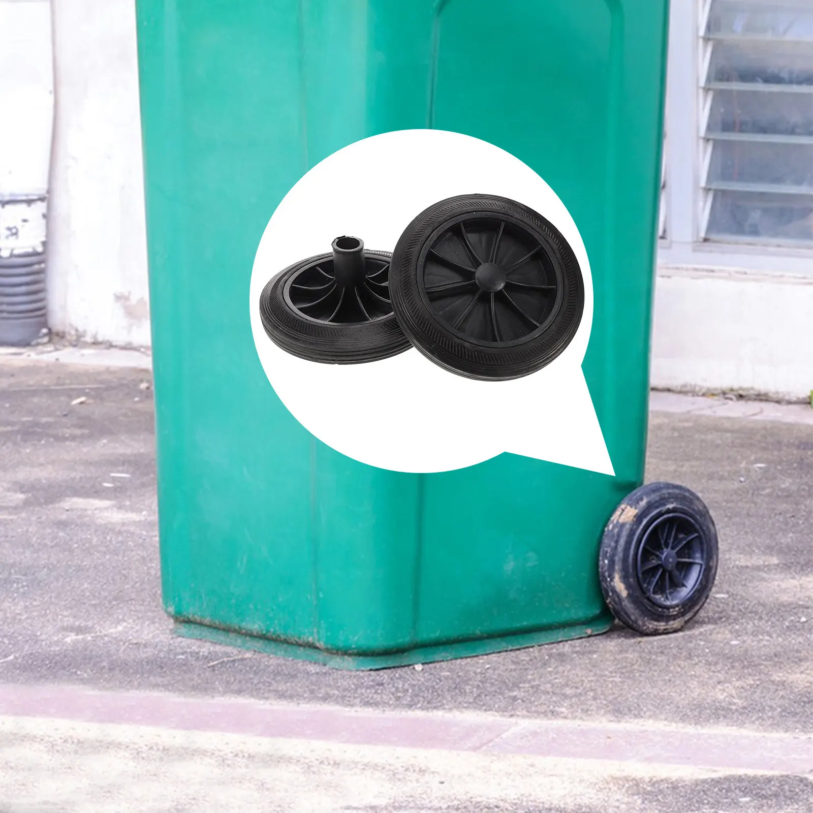 2Pcs Heavy Duty Outdoor Trash Can Wheels Replacement Set Weather-Resistant Garbage Bin Wheel Accessories for Large Waste