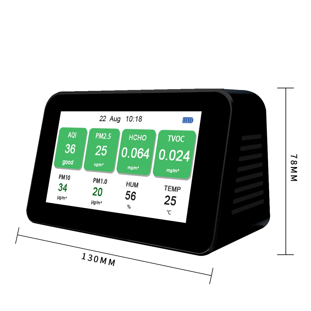 Dienmern Deskto Air Quality Monitor Pm2.5 Tester Hot Selling Accurate Measuring Data Formaldehyde Detector Air Pollution Sensor