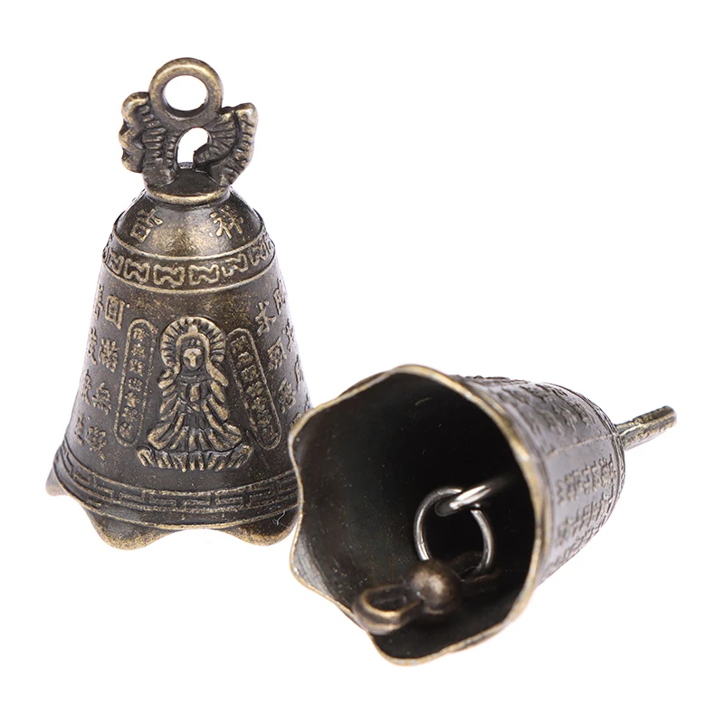 Retro Antique Bell Chinese Mini Sculpture Pray Guanyin Buddha Bell Shui Feng Bell Pendant For Home Table Decoration Gift