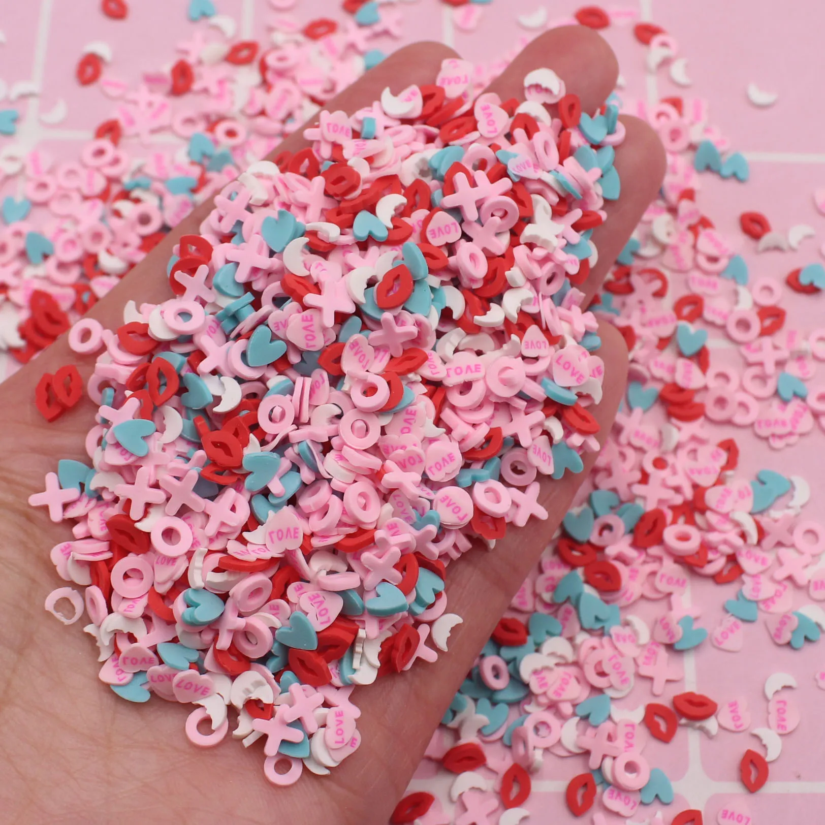 100g/Lot Artificial Goldfish Hearts Paws Lips Polymer Clay Slices Sprinkles For DIY Crafts Filling