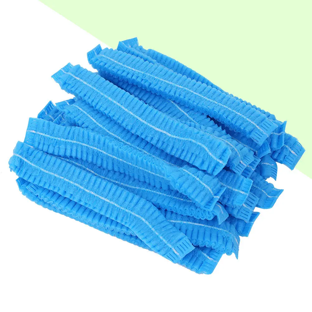 100Pcs Breathable Non-Woven Disposable Bouffant Caps for Hospital Use Dust Hair Control Foldable
