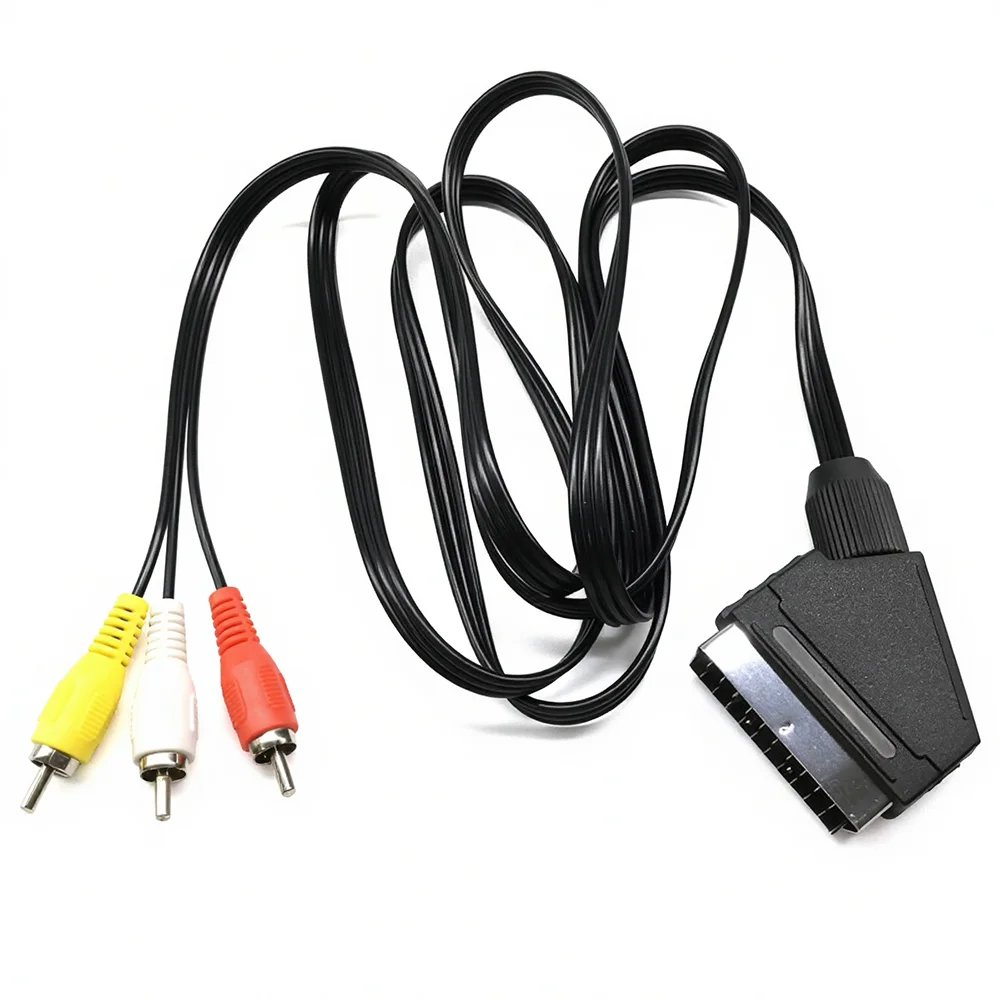 21Pin SCART Male to 3 RCA AV Cable Composite Audio Video Cord For NES DVD VCR Retro Game Console Old TV Monitor Connect Lead