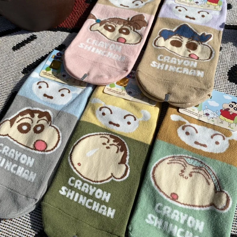 4/5Pcs Crayon ShinChans Ankle Socks Breathable Cotton Sports Sock Men and Women Casual Athletic Summer Thin Cotton Sock Gifts