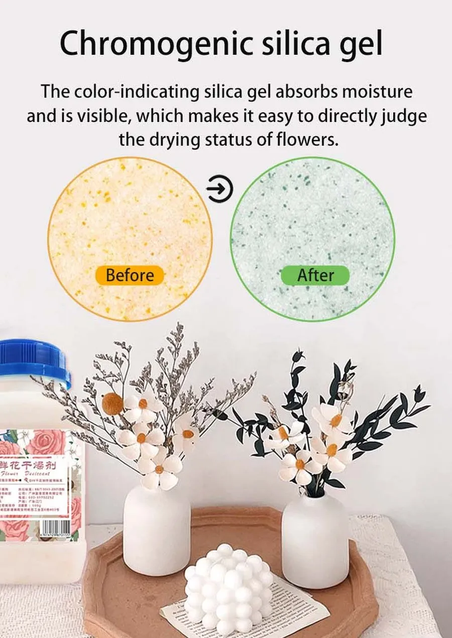 Silica Gel Flower Drying Reusable Desiccant Beads Color Indicating DIY Hand-Dried Color-Changing Non-ToxicCraft Moisture Absorb
