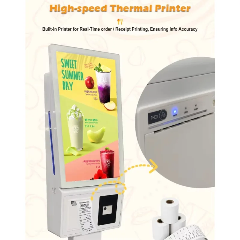 Online Payment Kiosk 21.5inch Small Size Smart Touch Kiosk for Self-Service Digital Order Totem Supermarket Self Payment Kiosk