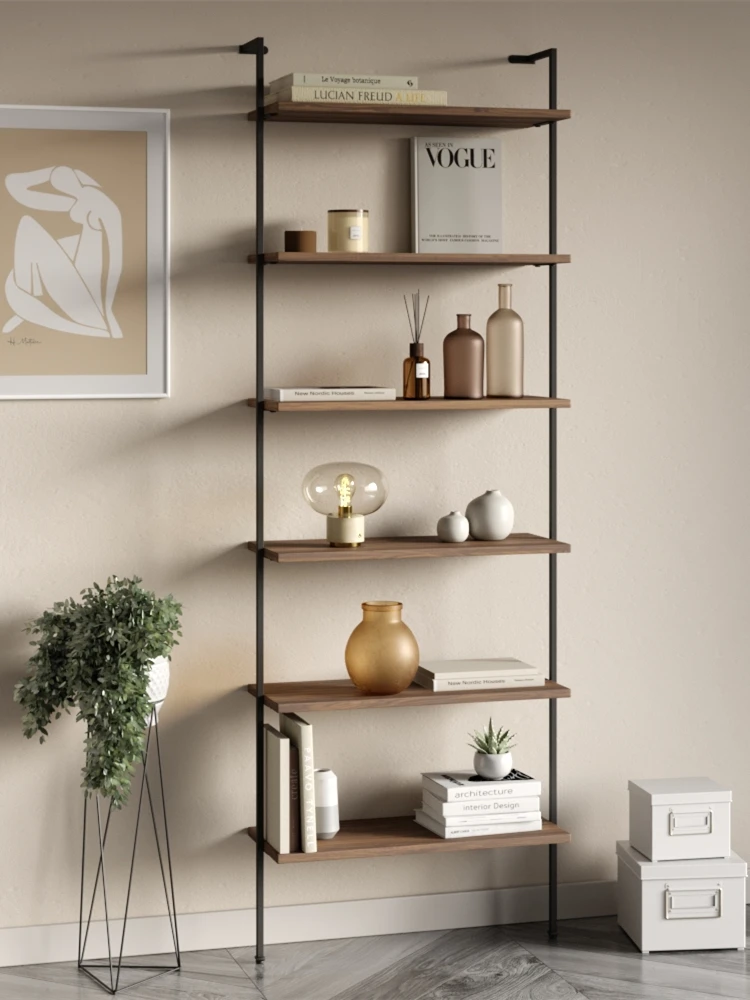 Shelf against the wall Bookshelf Living room solid wood flower stand Floor-to-ceiling multi-layer display stand