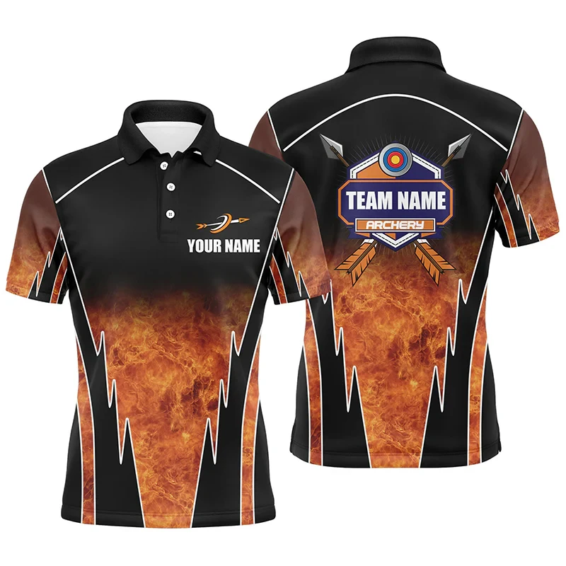 Fashion Archery Graphic Polo Shirts For Men Trend Summer Custom Name DIY Team Name Team Uniforms Loose Breathable Sports Tees