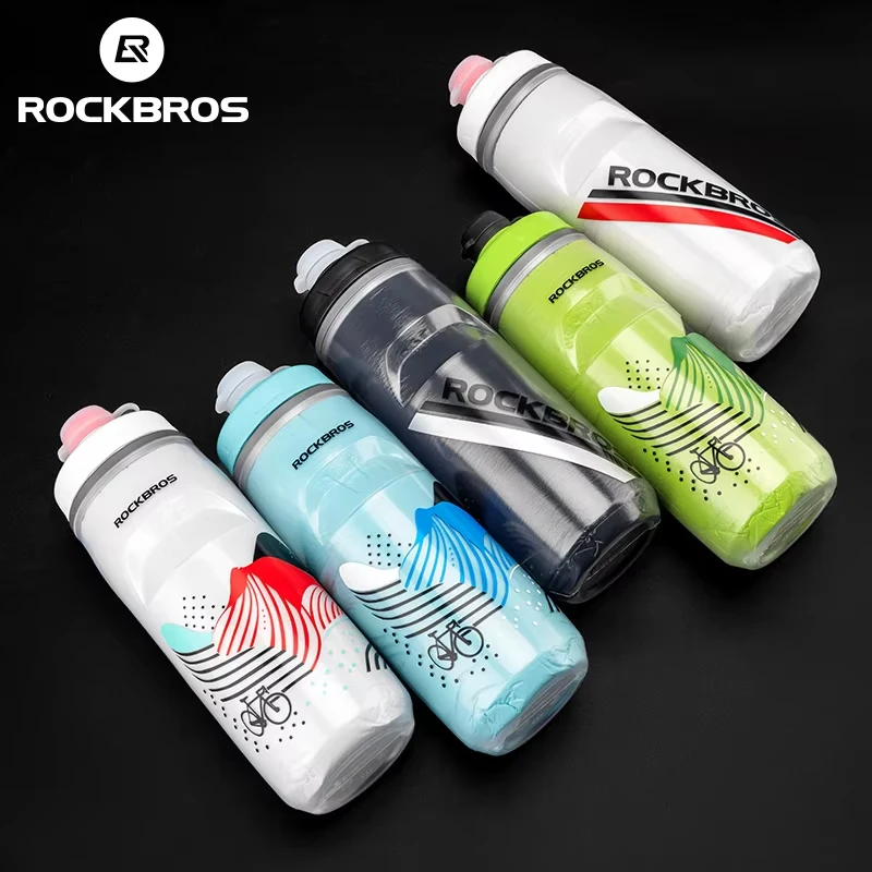 ROCKBROS 620ML Cycling Water Bottle Cold Water Insulated Thermal Silicone Bottle Fitness Outdoor Bicycle Portable Water Kettle