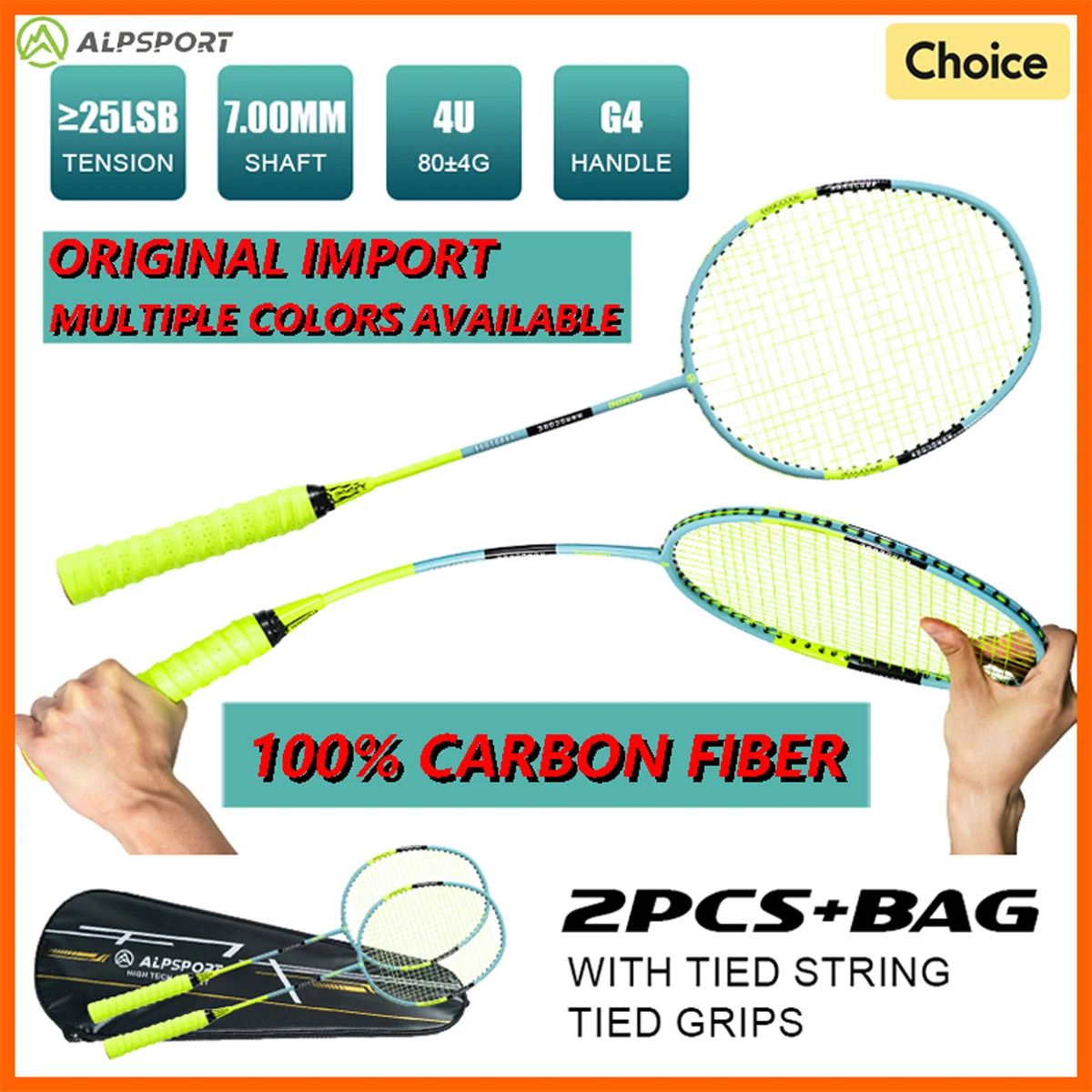 ALP SZZ Professional Badminton Racket Ultra-light T800 Carbon Fiber Original with Badminton String and Badminton Bag Set