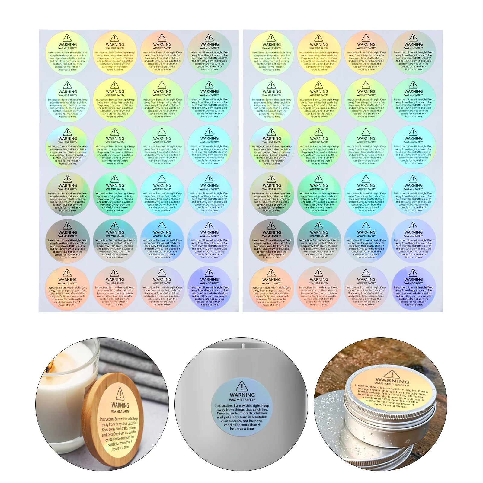 

10 Sheets Safety Decals Warning Labels Removable Wax Stickers for Glass Jars Packaging Protection Warning Labels
