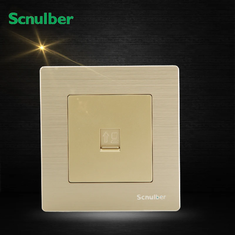 luxury champagne metal computer socket network RJ45 8Pin wall switch adapter