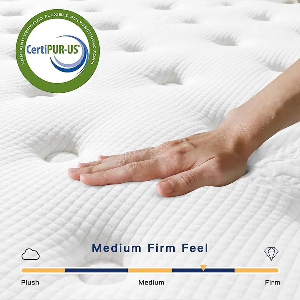 Full Mattress 8 Inch Hybrid Innerspring with Memory Foam Multilayer Ergonomic Design Breathable Comfort Medium Firm Support
