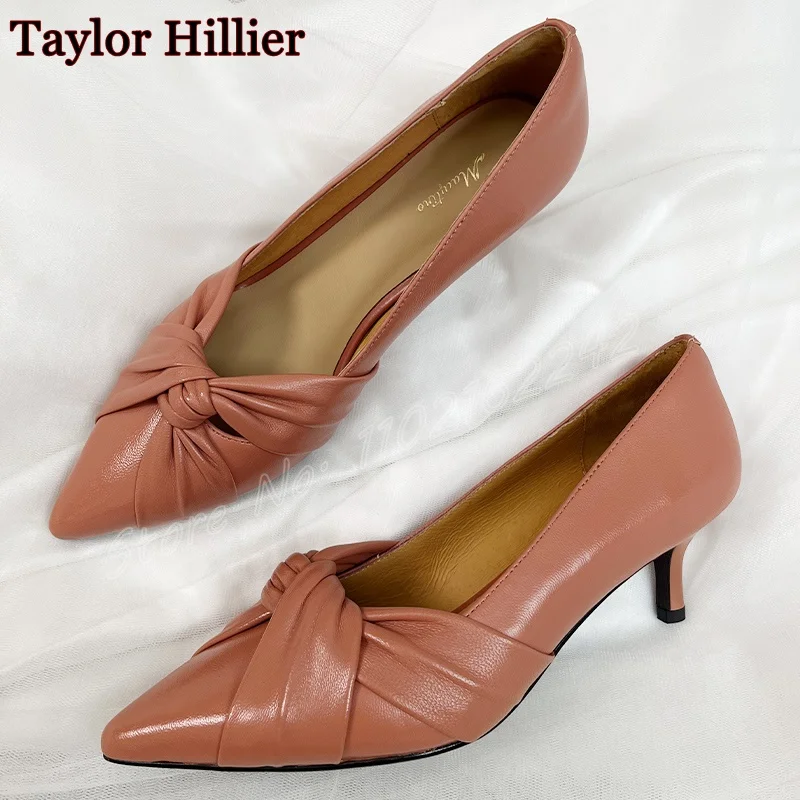 

Autumn New Yellow Pleated Pumps Pointed Stiletto Shallow Mouth Leather High Heels Party Elegant Casual Dress Big Size Pumps 46