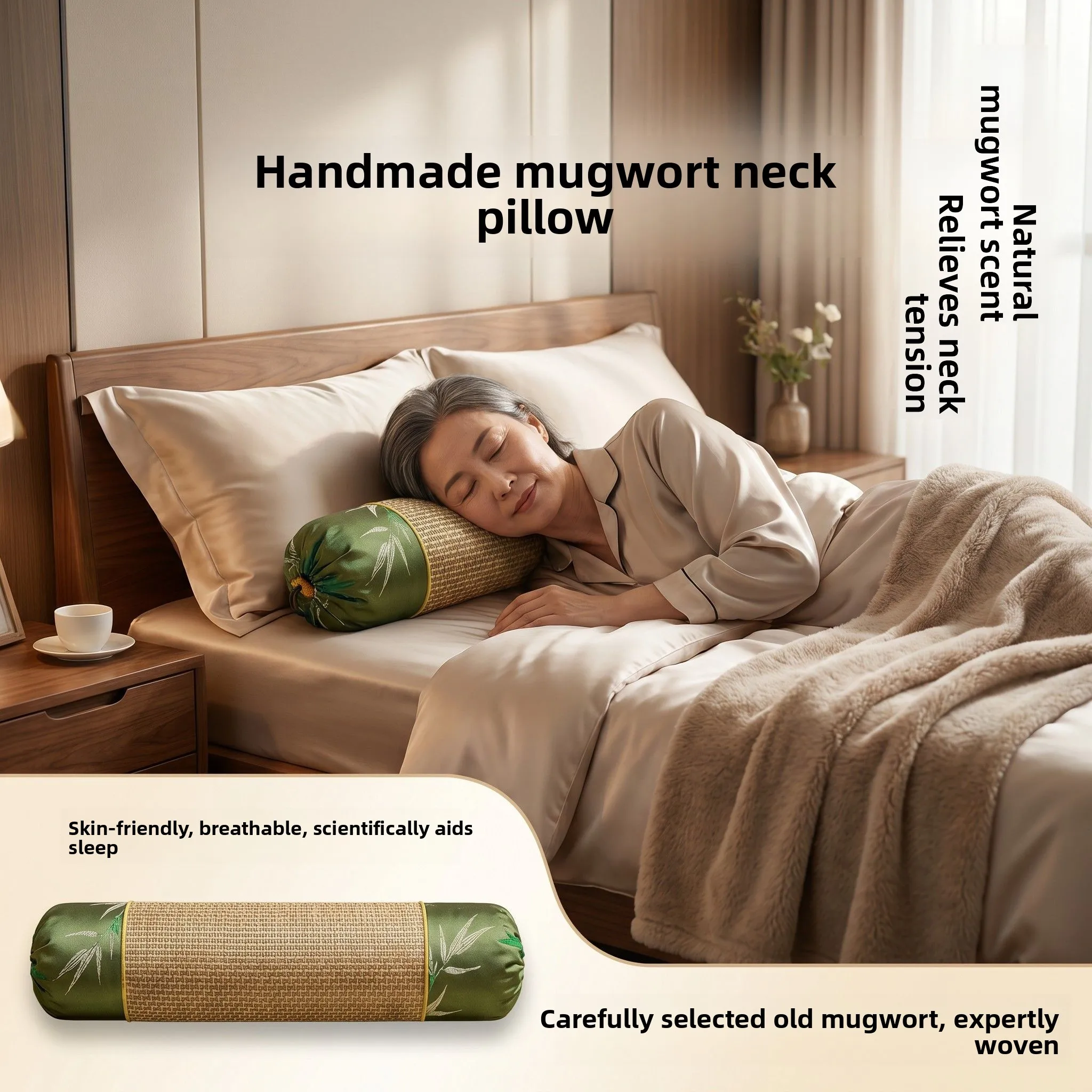 

Meadowlark 2026 New Model Artemisia Pillow Cylindrical Shape Skin-friendly Comfortable Breathable Neck Support Sleeping Pillow