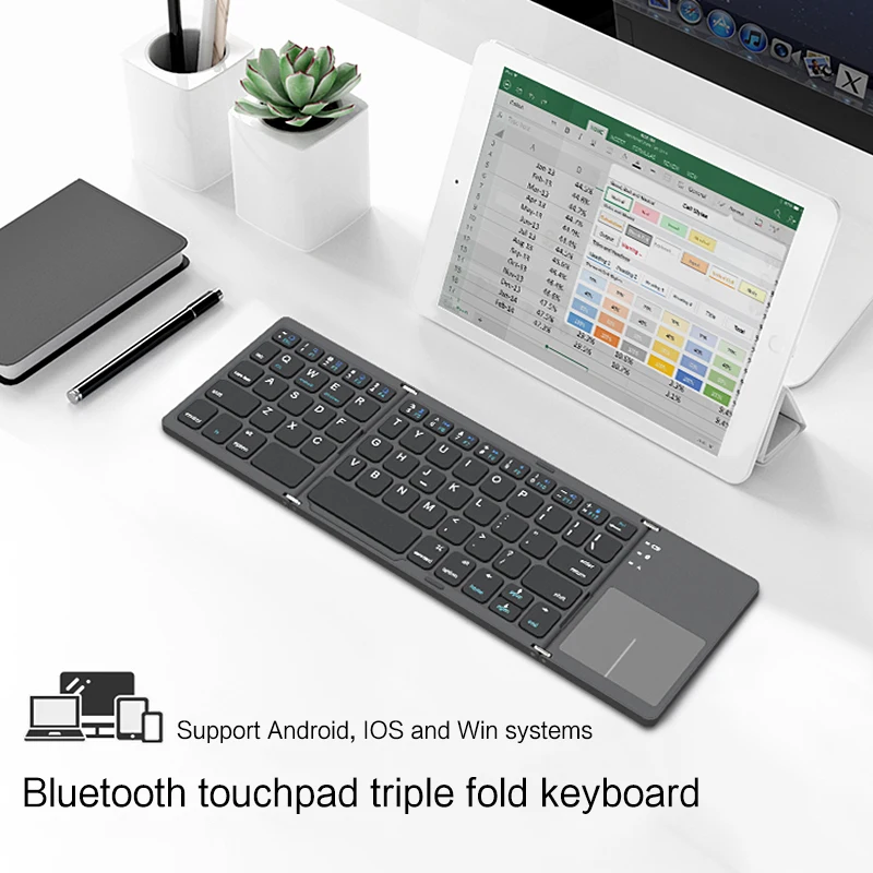 Imagem -05 - Huwei Espanha Hebraico Coreano Rússia Teclado Dobrável sem Fio com Touchpad para Asus lg hp Cubo Dell Oppo Redmi Pad Tablet Telefone