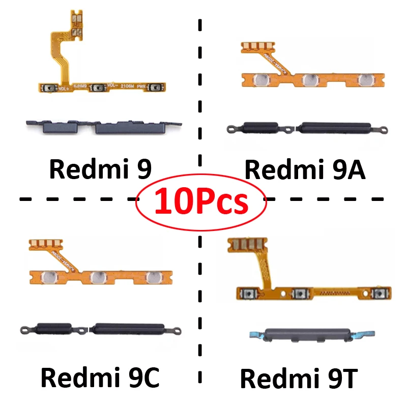 Pop Phone Flex Cables For Xiaomi Redmi 9 9T 9A 9C New Power Volume Key On Off Button Internal Flex Parts For Redmi 9T 9A 9C 9