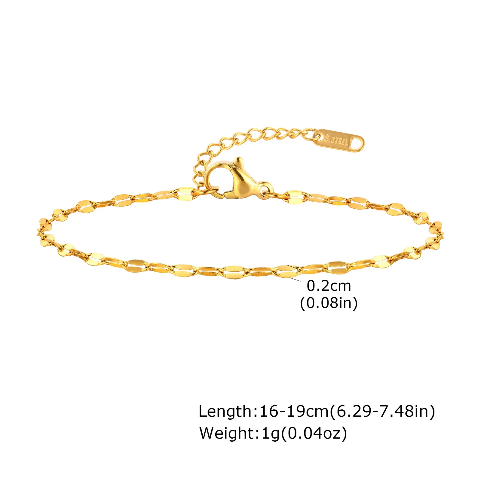 Anlaufbeständiges Edelstahl-Armband, vergoldet, stapelbar für Damen, dünnes Fischgrätenketten-Armband, wasserdichter Schmuck, Geschenk