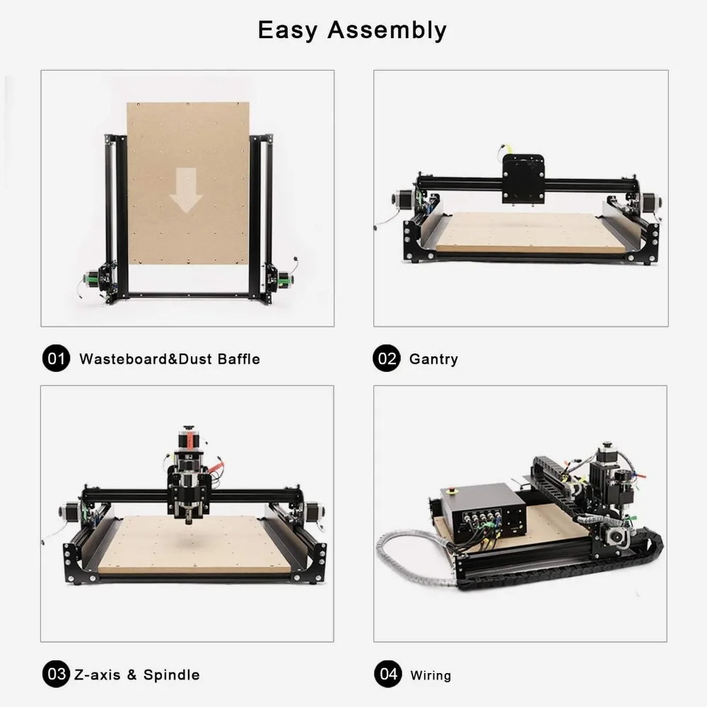 CNC 3-Axis Gravação Fresadora, Router para Madeira, Metal, Acrílico, MDF, Nylon, Escultura, Corte de Artes e Ofícios, Preto