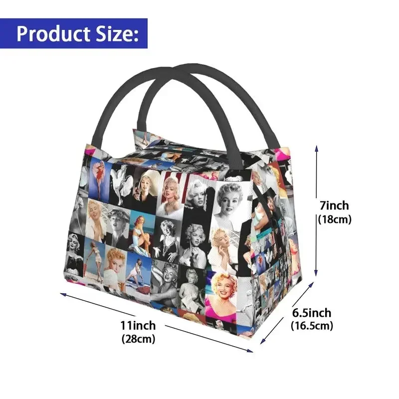 Marilyns Monroe Collage American Model And Singer Insulated Lunch Bags School Office Waterproof Cooler Thermal Bento Box Women