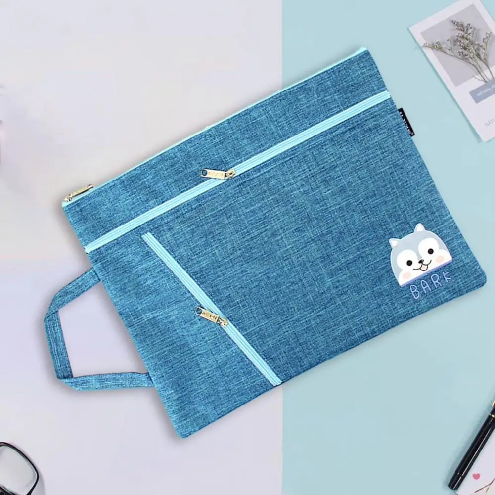 Zipper File Organizer Stylish A4 Canvas File Bags Spacious Portable Multi-layered for Students Professionals File Holder