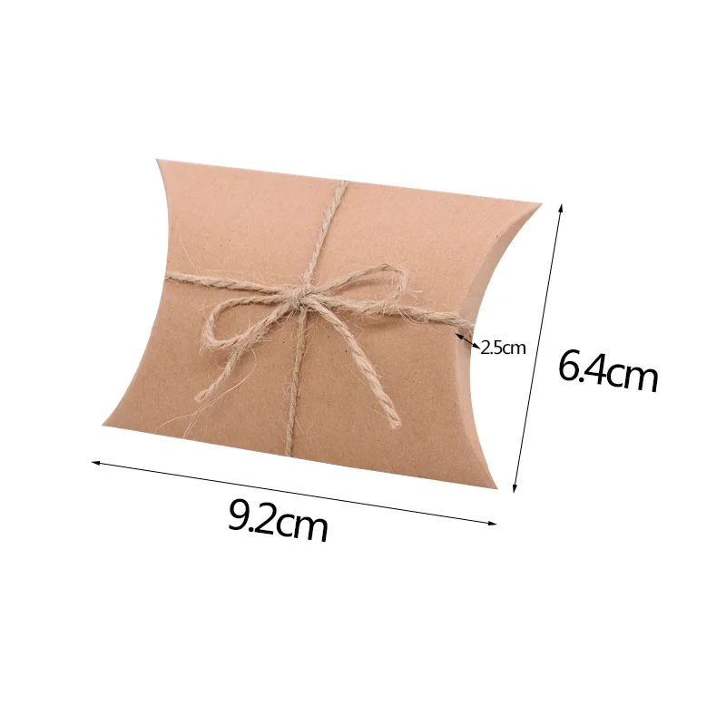 Mini Pillow Shape Candy Boxes Kraft Paper Box DIY Craft Gift Box Bag Wedding Favors Birthday Xmas Thank You Packaging Supplies