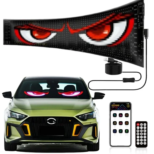 Imagen 1 del producto Pantalla LED de Control inteligente para parabrisas de coche, Panel de píxeles de matriz LED, pantalla LED de ojos malvados para parabrisas de coche