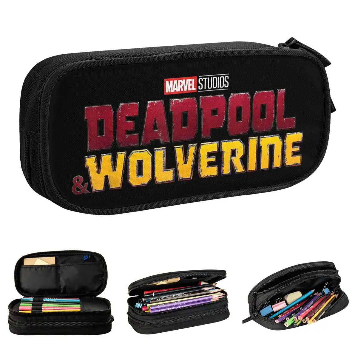 Deadpool & Wolverine Movie Logo Pencil Case Fun Pen Holder Bags Kids Large Storage School Supplies Gifts Pencil Pouch