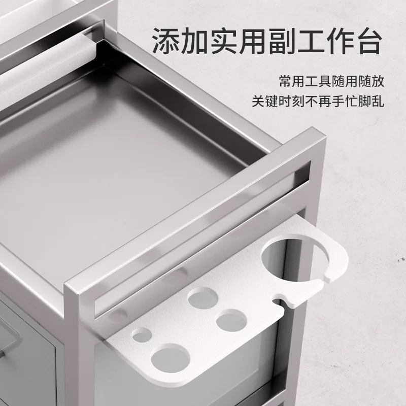 Stainless steel hair salon tool cabinet, hair salon storage and cutting cabinet, hair salon special cart, perm and dyeing tool