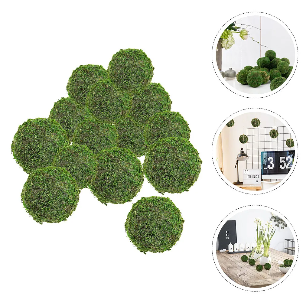 14Pcs Simulated Moss Ball Decorations Foam Plastic Ornaments for Wedding Party Home Garden Vase Bowl Filler Simulated Moss Ball