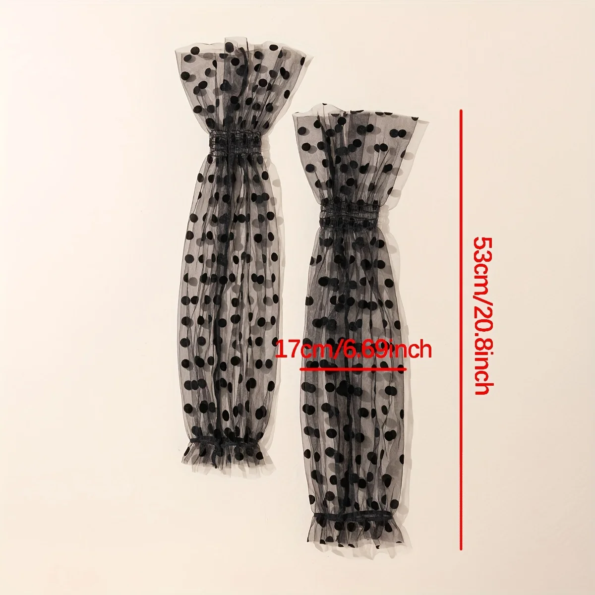 شبكة رقيقة الأكمام الحماية من الشمس ، طويلة الأكمام لتزيين فستان المرأة ، اكسسوارات فستان الزفاف ، نقاط سوداء ، الصيف #6