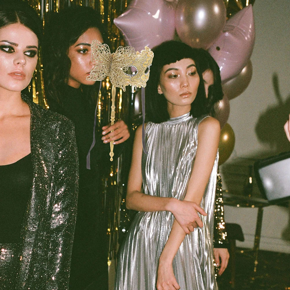 

2Pcs Handheld Dragon Masquerade Mask Stick Classic Design for Cosplay Party Mardi Gras Halloween Costume Masquerade Mask for Men