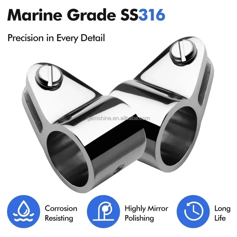 Bimini Jaw Slide Eye End Cap Marine Hardware Fittings, Heavy 316 Stainless Steel for 7/8 or 1 OD Round Tubes