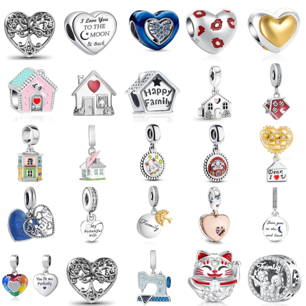 جديد 925 فضة البيت محظوظ القط سحر of ley 925 سلسلة مطرز صالح الأصلي قلادة سوار DIY بها بنفسك السيدات مجوهرات #1