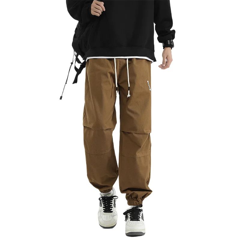 سراويل غير رسمية للرجال مكونة من 9 نقاط ، سراويل الركض الجديدة للربيع والخريف من القطن الخالص لعام 2025 ، سراويل عمل Harun الرياضية فضفاضة والكاحل