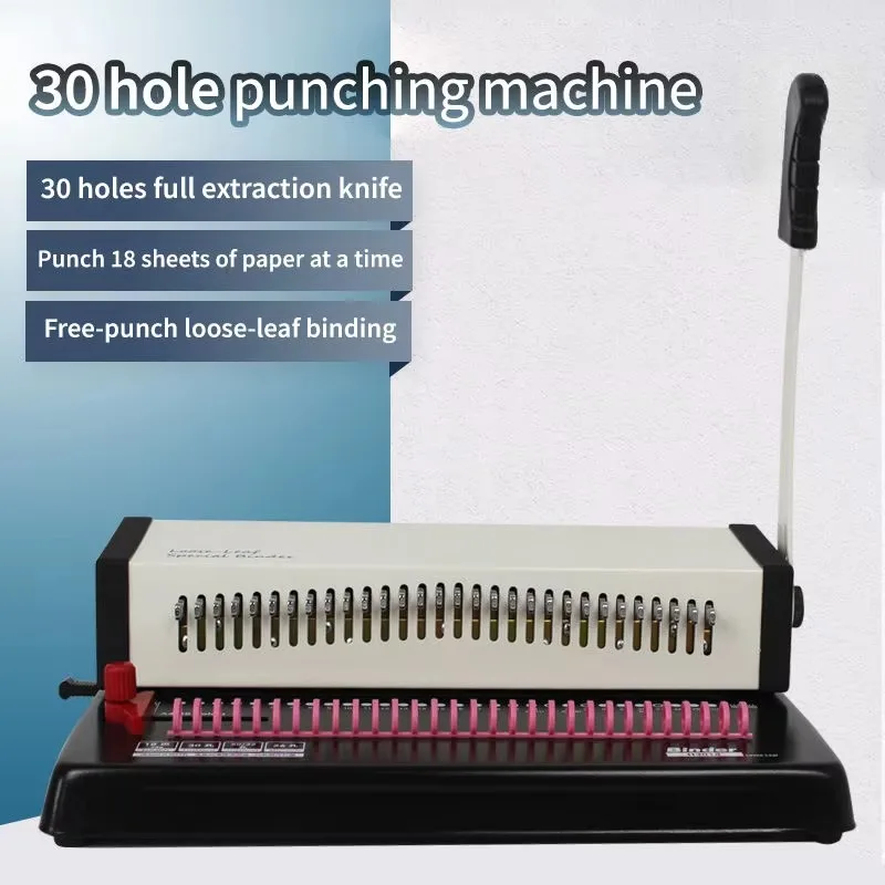 20/26/30-Hole Comb & Loose Leaf Spiral Binding Machine Manual Office Note Book Binding Tool