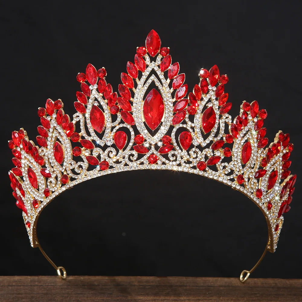 DIEZI Multicolor Vintage Luxury Fashion AB Crystal Tiara For Women Wedding Party Elegant Bridal Bride Crown Hair Accessories