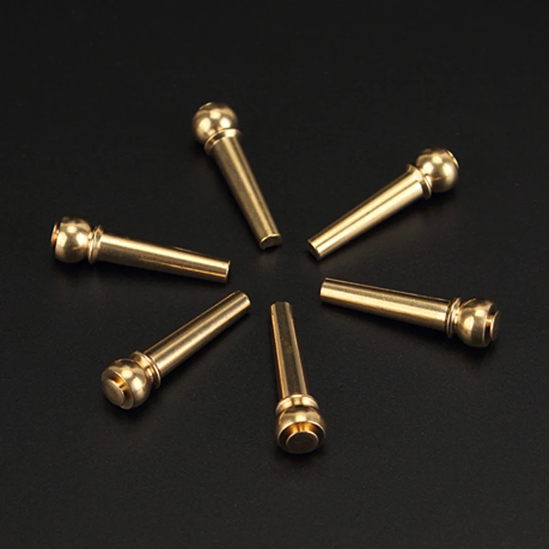 6PCS Acoustic Guitar Bridge Pin Guitar Strings Nail Solid Copper Brass Musical Stringed Instruments Guitar Parts Nylon Strings