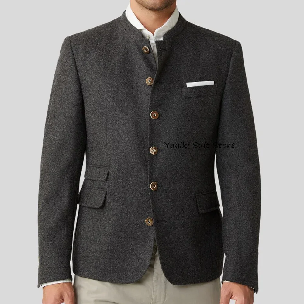 

Casual Suit Jackets for Man Slim Fit Men's Social Coat Urban Blazers Single-breasted Stand Collar Autumn/winter Style Fashion