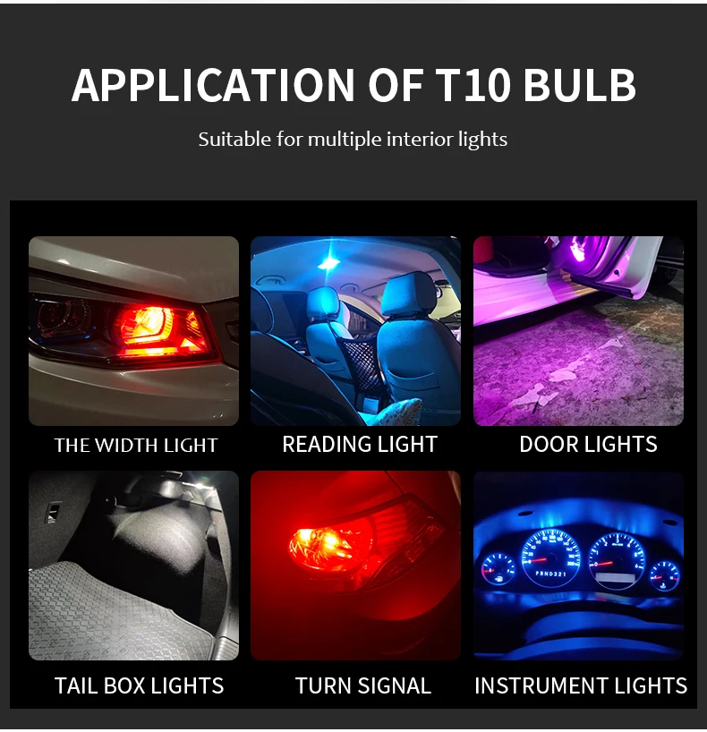 Лампа для чтения автомобильная, 2 шт., w5w LED T10 Sapphire & COB, 200 лм, сверхъяркая, 12 В, 6000 К