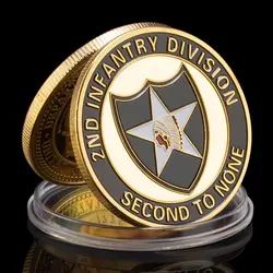 United States 2nd Infantry Division Department of The Army Souvenir Golden Challenge Coin Second To None Commemorative Coin