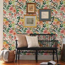 Pink Floral PVC Home Decor Wallpaper Removable Waterproof Flower And Leaves TV Background Decoration Elegant Cabinet Sticker